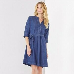 White Label The White Company Blue Chambray Denim 3/4 Sleeve Mini Dress Size 6